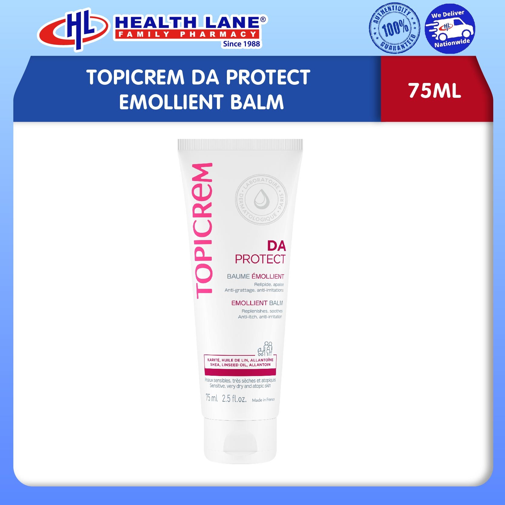 TOPICREM DA PROTECT  EMOLLIENT BALM (75ML)